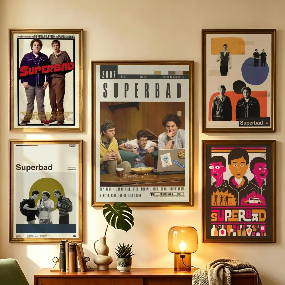 Superbad Vintage Comedy Movie Self-Adhesive Poster Waterproof Removable HD Print for Living Room Office Home Decor Poster