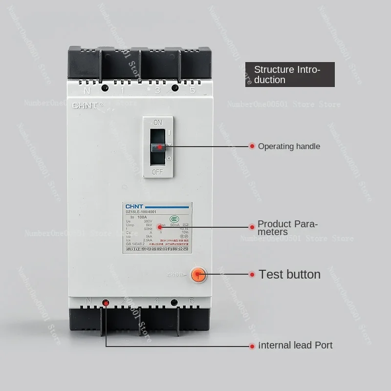 63A Circuit Breaker with Leakage Protection 100a Household 4P Air Switch Dz15le Three-Phase Four-Wire 380V