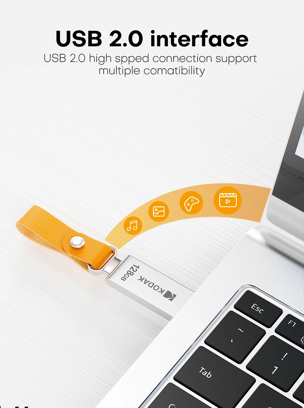 KODAK K122 USB 2.0 Flash-Laufwerk 128 GB 64 GB 32 GB Mini-Metall-Pendrive Wasserdichter Speicherstick für PC Laptop – Detail 3