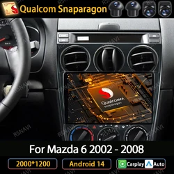 Android 14 Wireless Carplay Auto For Mazda 6 2002 2003 2004 2005 2006 2007 2008 Car Radio Multimedia Video Player Navi GPS QLED