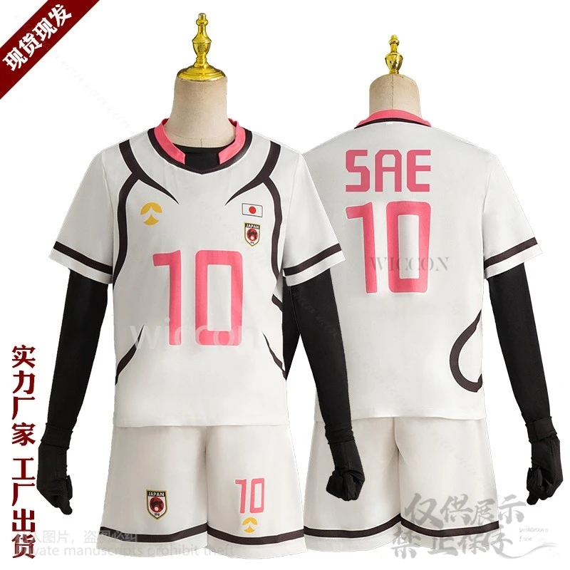 Anime Blue Lock Cosplay Itoshi Sae Cosplay U20 Competition Men White Pink Football Team Uniform Wig Man Gymnastics Suit