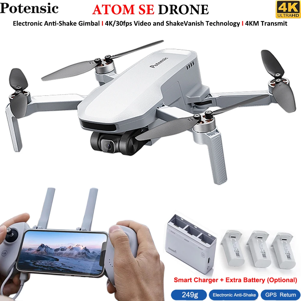 New Potensic ATOM SE GPS Drone Single Axis Gimbal 4K HD Camera 249g Brushless RC Quadcopter Toys For Adults and Beginners Gifts
