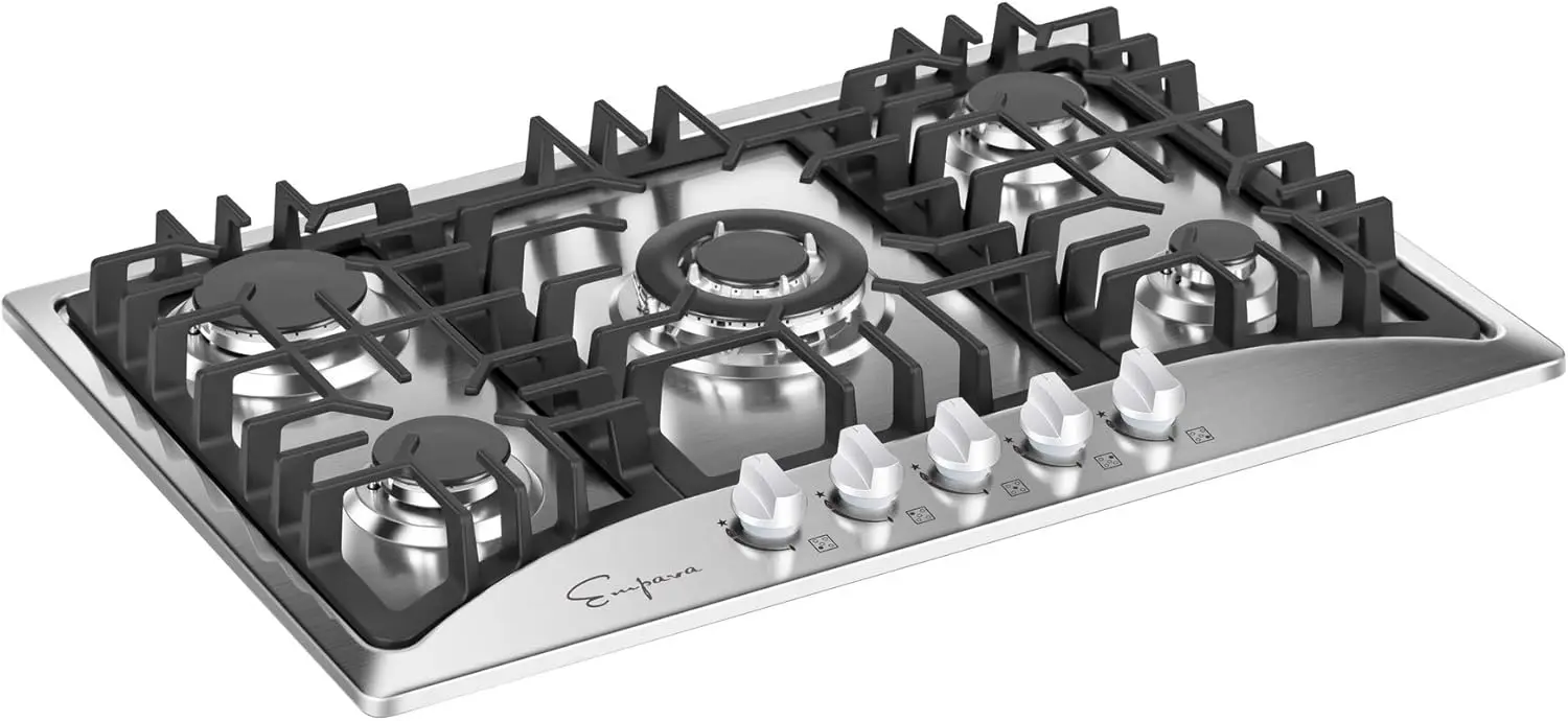 Table de cuisson pour cuisinière à gaz avec 5 brûleurs scellés SabPG Italie, NG, GPL convertible, acier inoxydable, 30 po