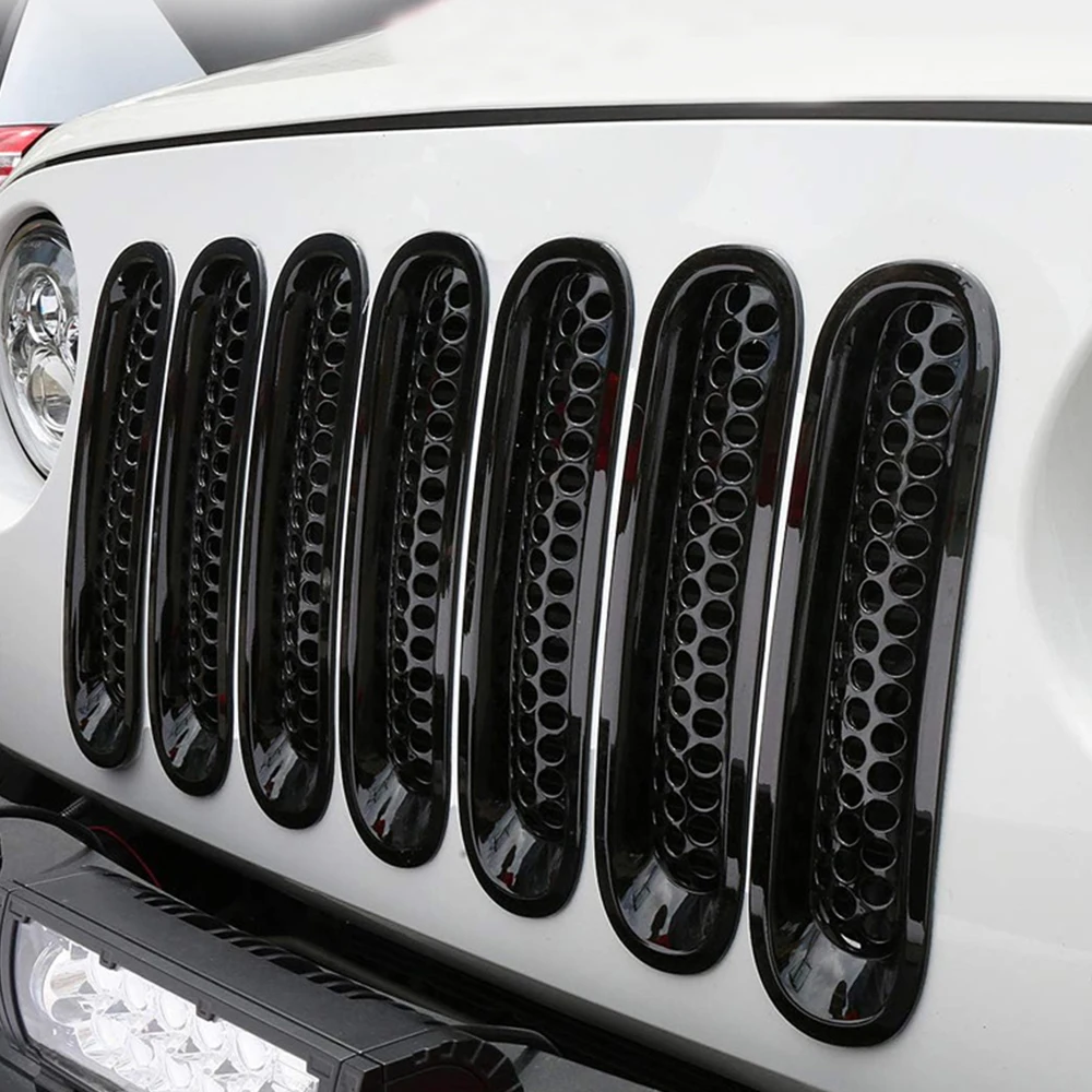 7pcs Car Clip-in Front Grille Mesh Inserts Mesh Grille Guard for Jeep Wrangler JK JKU 2007-2015 Exterior Accessories