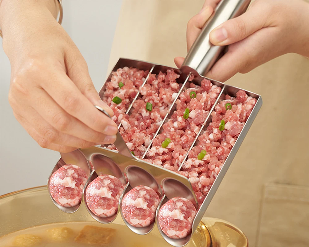 Stainless Steel Meatball Maker Three-in-One Home Fishball Shrimp Slice Mold Rice Ball Meat Filling Meatball