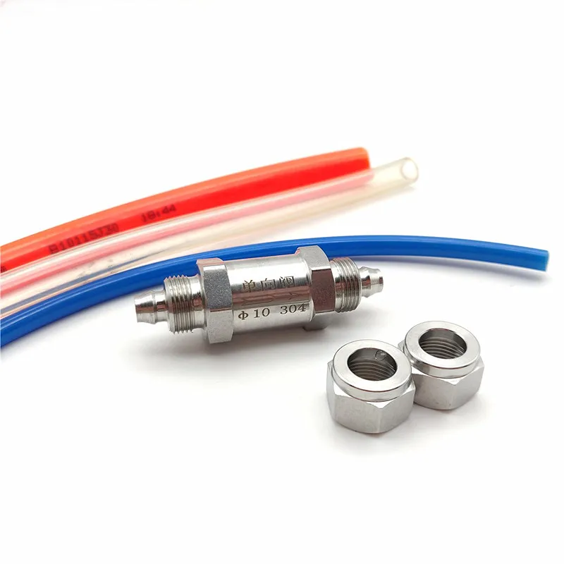 Schnellschraub-Einwegeventil aus Edelstahl 304, PU-Schlauch, PTFE-Schlauch, Schnellkupplungsschloss, sechseckiges Rückschlagventil für Mutter – Detail 5