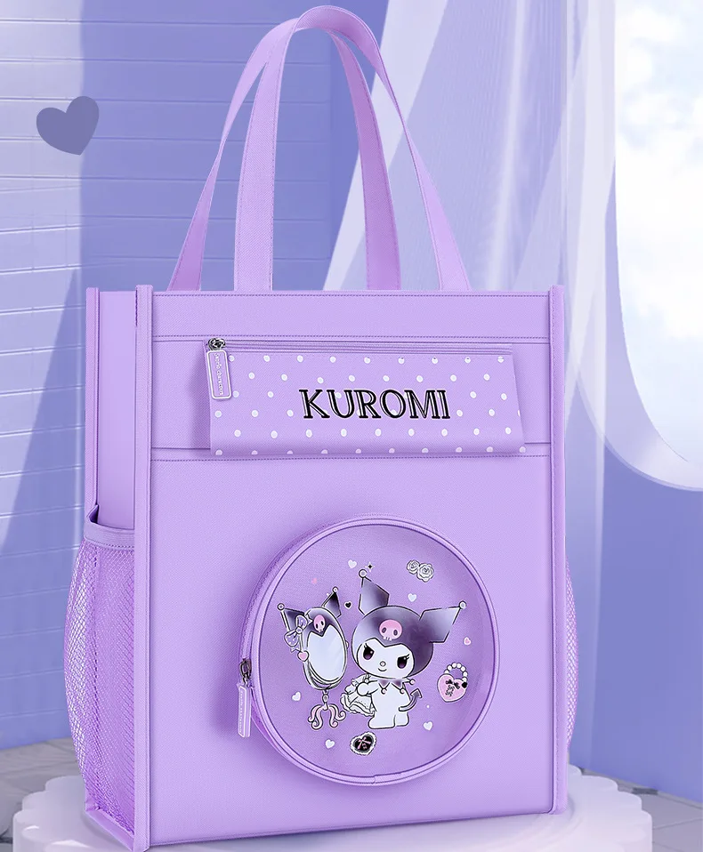 Kuromi Children's Handbag, School Bag, Girl's Primary School Tutoring Bag, Canvas Large-Capacity School Bag, Tutoring Bag