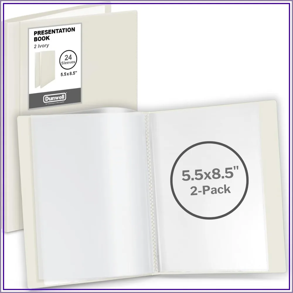 

Small Binders with Sleeves - 5.5x8.5, 2-Pack, 24-Pockets, Displays 48 Half Size Pages, Archival Quality