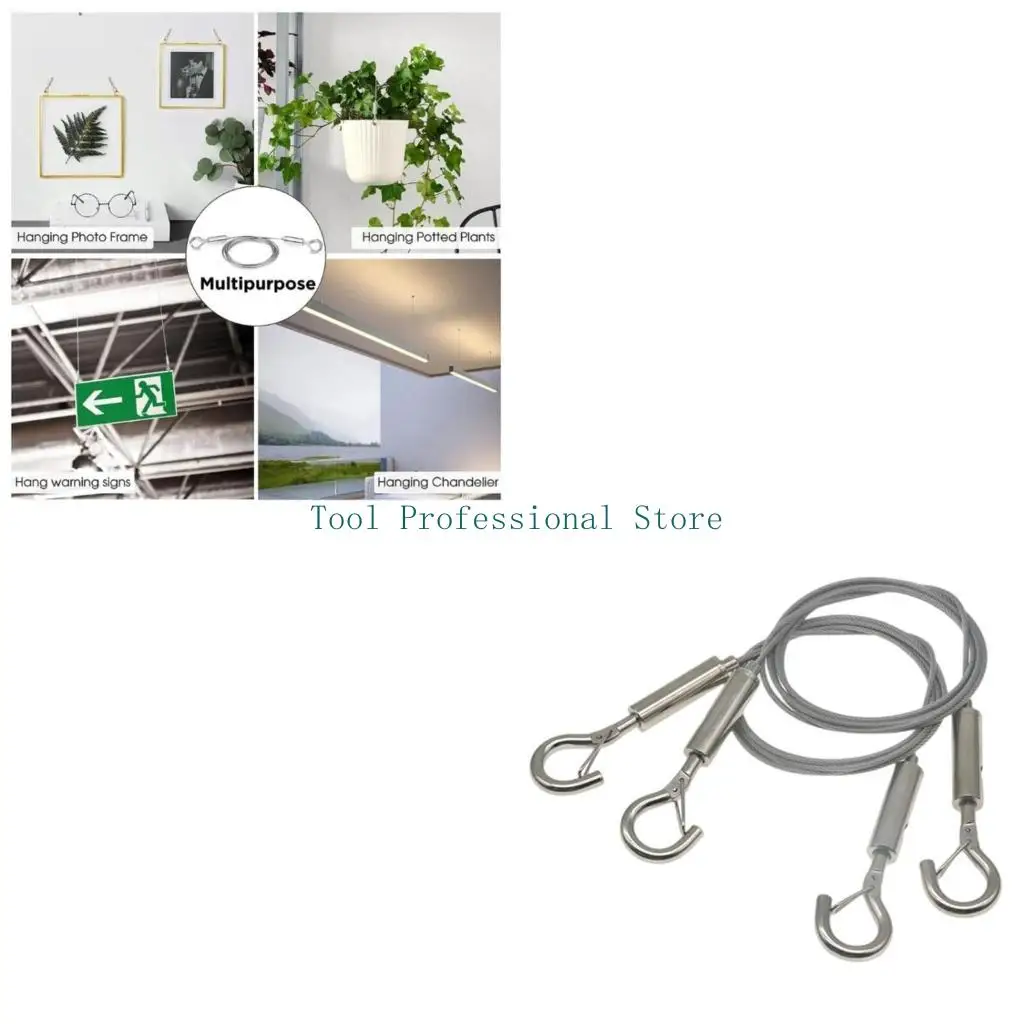 57QF 2 قطعة سلك تعليق الصور الثقيل من الفولاذ المقاوم للصدأ إطار مرآة سلك معلق حبل للصور والمصابيح الفنية واللوحات #1