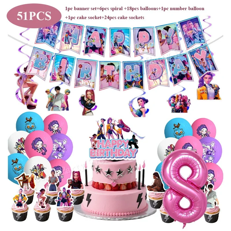 Geburtstagsparty-Dekorationsset Cartoon-Film-Mädchen Motiv Teller Becher Servietten Luftballons Baby-Shower-Party Geschenk
