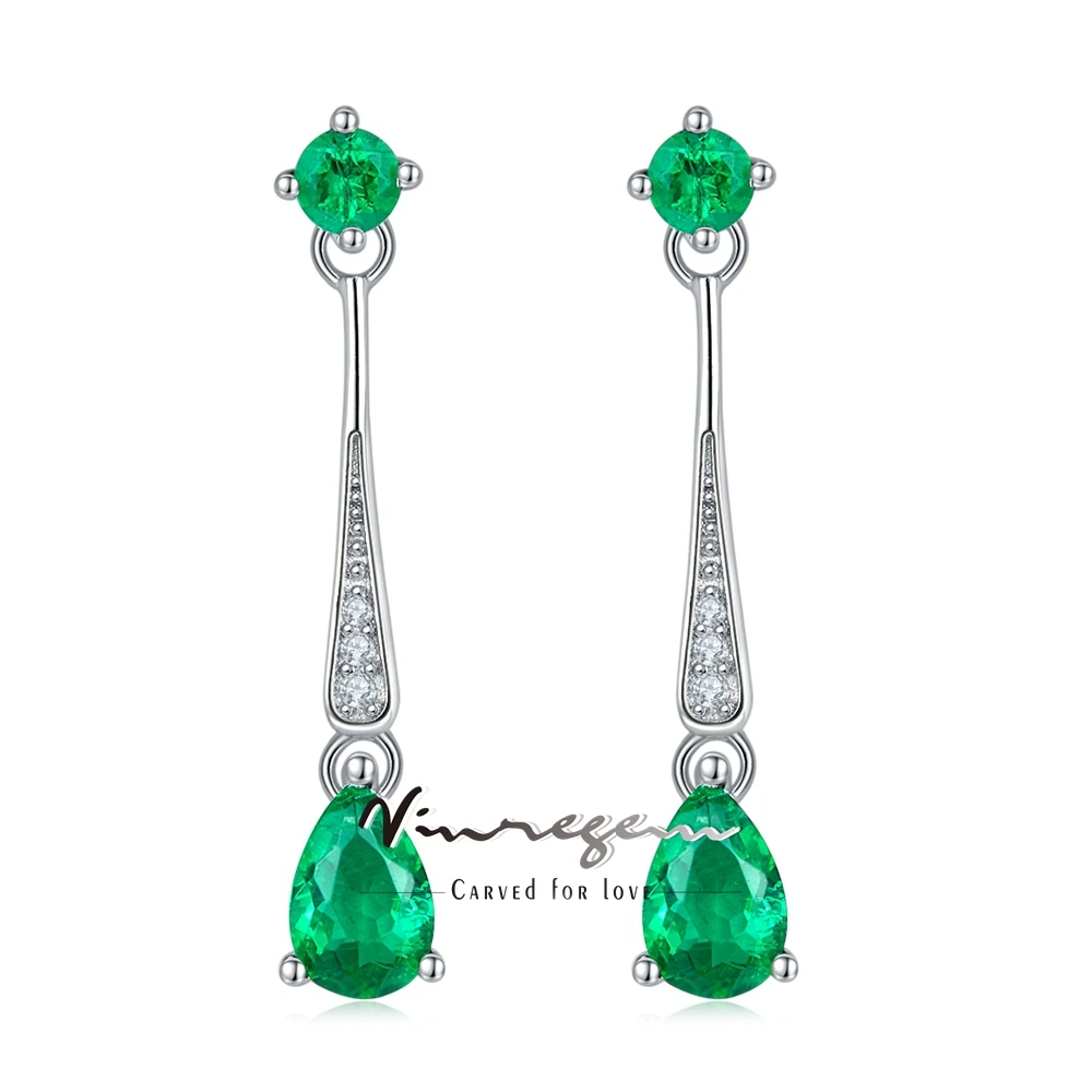 

Vinregem 0.5CT Pear Cut Emerald High Carbon Diamond Gemstone Water Drop Earrings for Women 100% 925 Sterling Silver Fine Jewelry