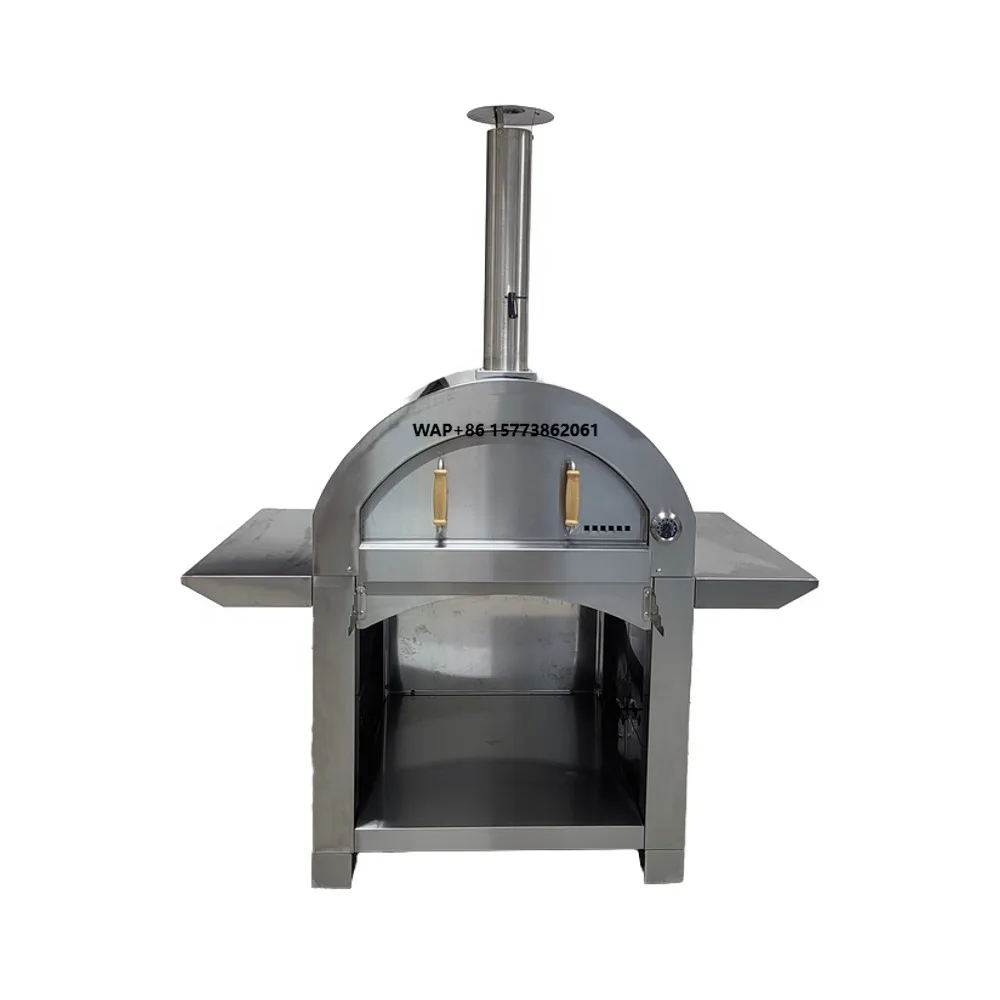 KU-006D Outdoor Wood Fired Pizza Oven Stainless Steel BBQ Grill for Bakery Use Wood Burning Equipment