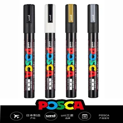 Japan Posca Poster Color Marking Pens, PC-1M/3M/5M White/Black/Gold/Silver Waterproof Paint Markers for Drawing Coloring stiften