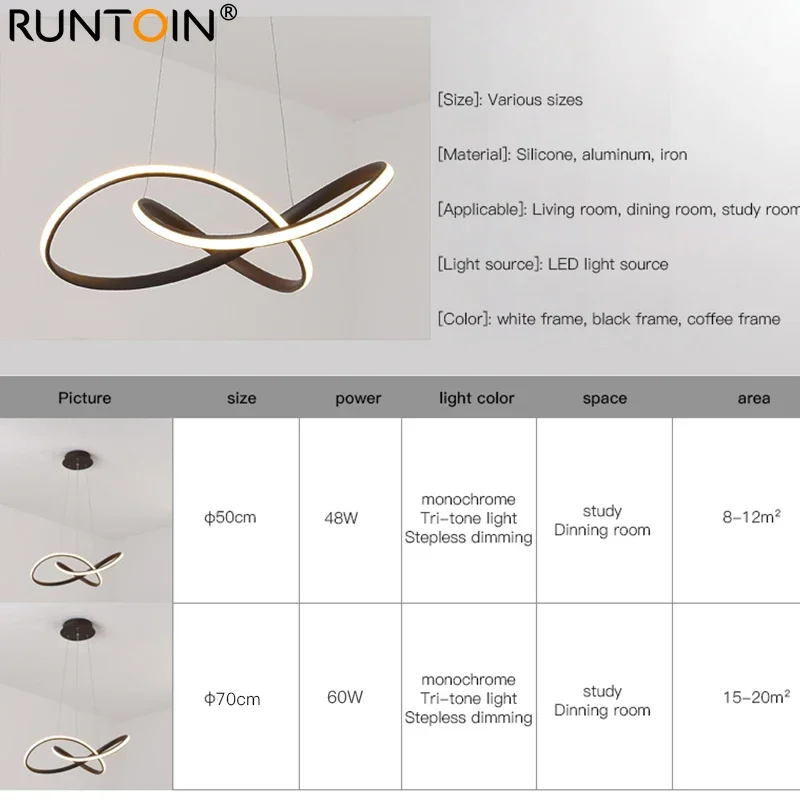 LED Chandelier Modern Minimalist Pendant Lamp For Living Room Dining Room Kitchen Bedroom Simple Remote Control Hanging light