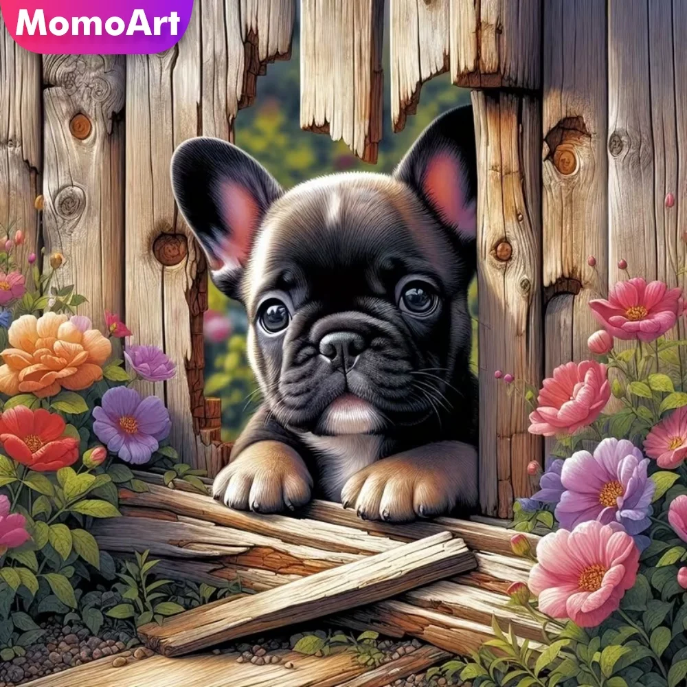 Momoart DIY Dog Diamond Painting Animal Picture of Rhinestones Cross Stitch Set Diamond Mosaic Flower Craft Kit Decor for Home