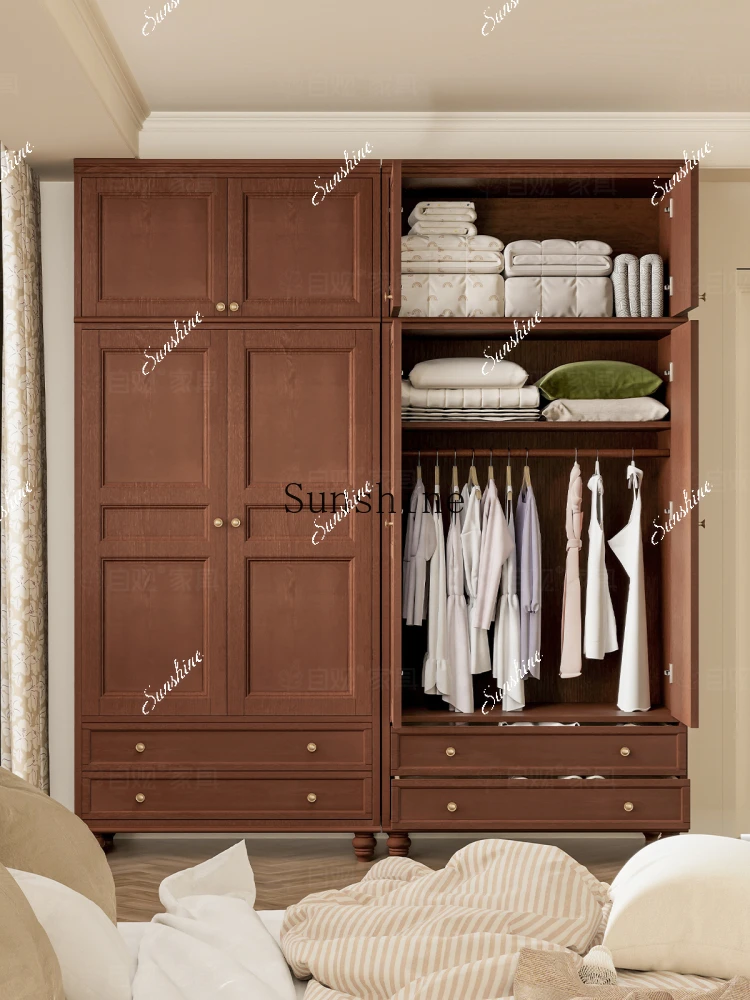 

Bedroom French retro style wardrobe household size apartment storage locker FT