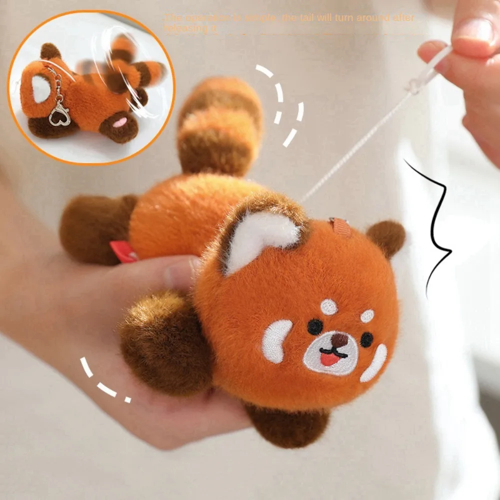Kinderen cadeau roterende staart Panda sleutelhanger dier gevulde Panda hanger leuke cartoon wasbeer sleutelhanger