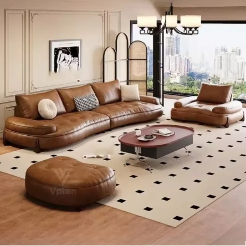 Brown Relax Unique Sofas Lazy Reclining Style Italiano Floor Hotel Sofa Living Room Designer Divani Da Soggiorno Home Furniture