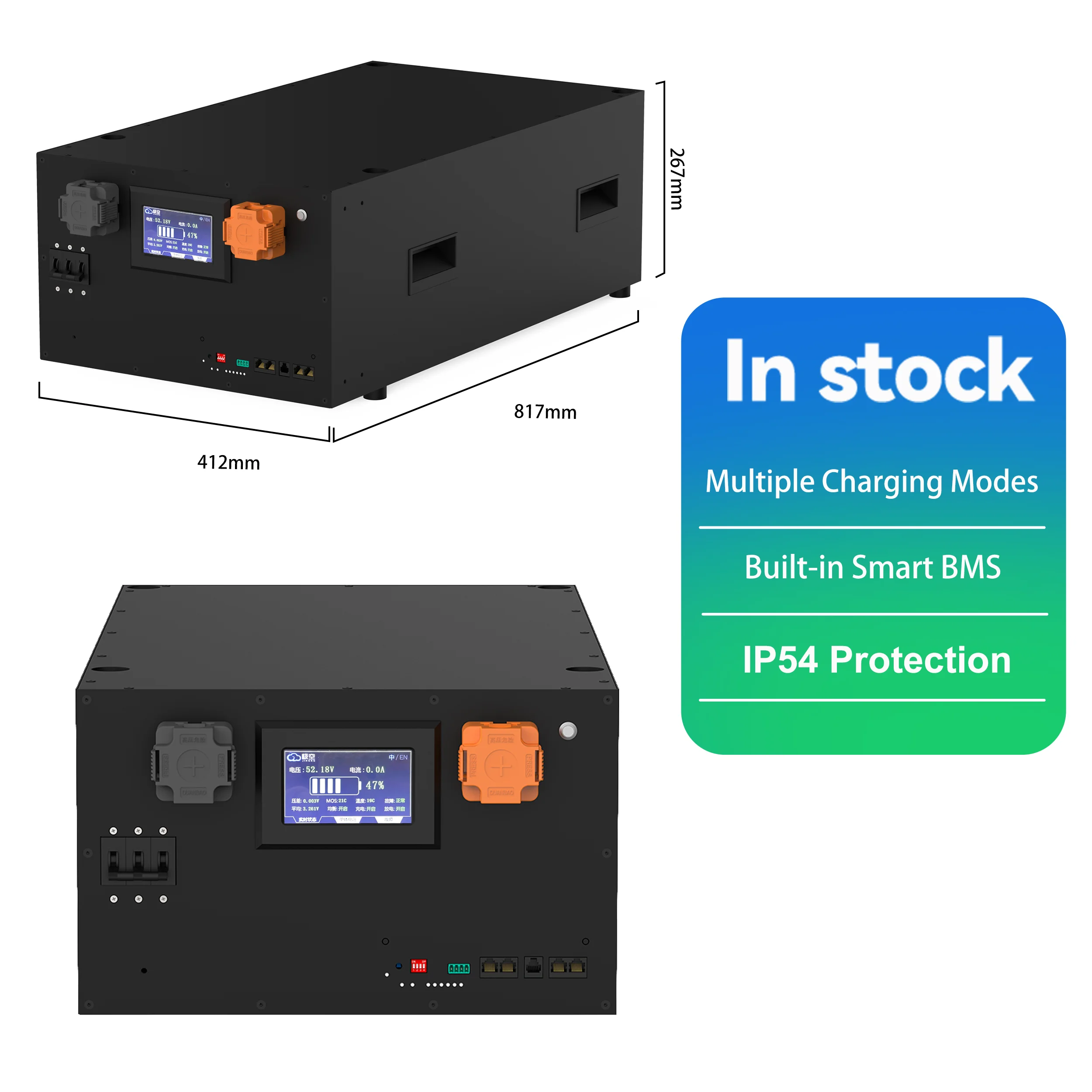 بطارية ليثيوم أيون البطارية الشمسية تخزين الطاقة 51.2 فولت 280 أمبير بطارية LiFePO4 الشمسية المثبتة على الرف