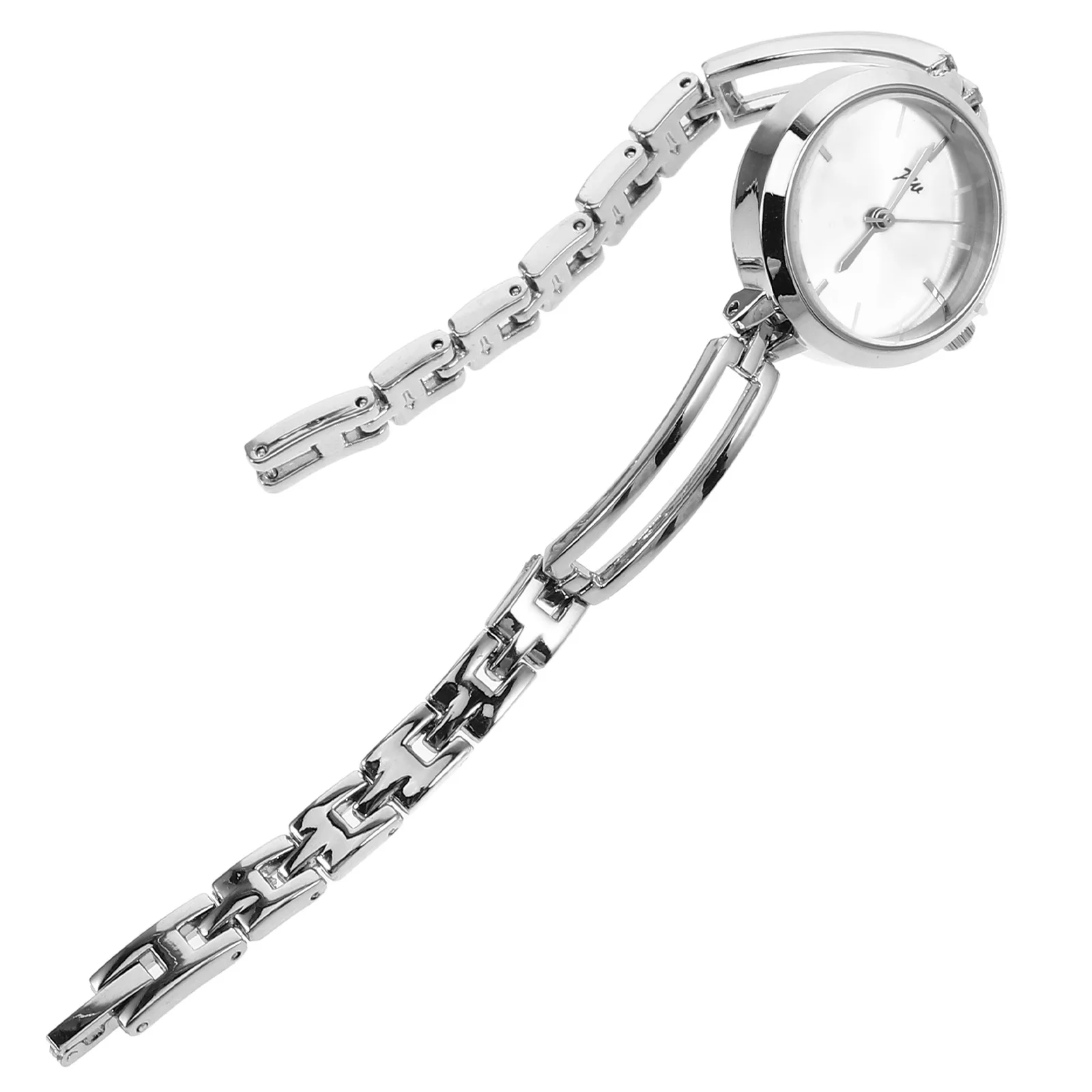 

Alloy Dial Simple Women Quartz Watch Silver White Fashion Bracelet Elegant Wristwatch Gift for Valentine Birthday Christmas