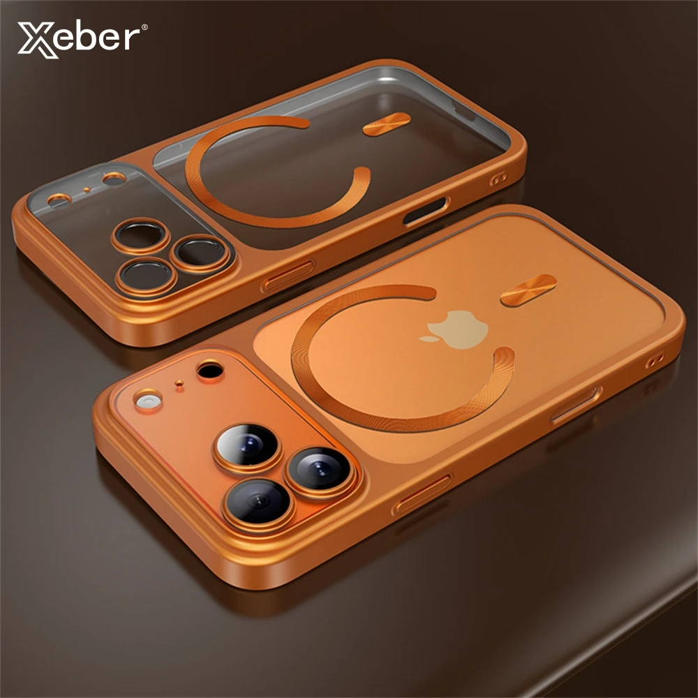 Luxuriöse, mattierte Hart-PC-Handyhülle mit Magnetfunktion für iPhone 17 Pro Max, Kameralinsen-Schutzfolie für MagSafe, mattierte Rückseite
