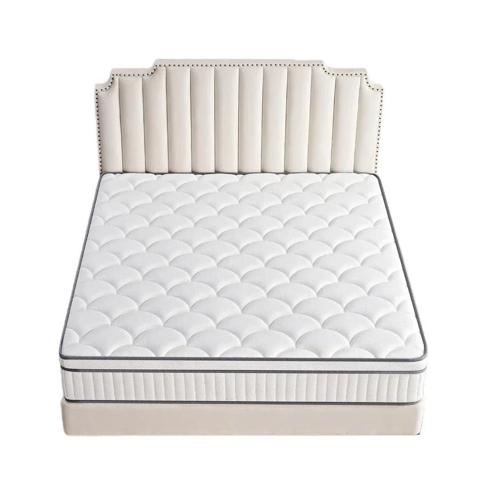 Colchón Queen, colchón de espuma viscoelástica de gel de tamaño 10 pulgadas, colchones híbridos de resortes interiores individuales, colchones de firmeza media en una caja