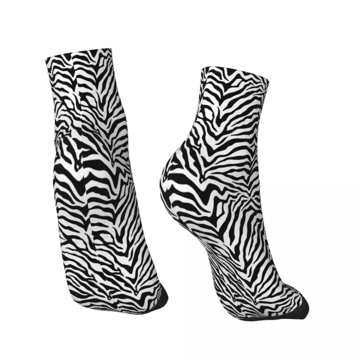 Classic Zebra Print Zebra Black White Pattern Texture Painting Ankle Socks Male Mens Women Winter Stockings Hip Hop