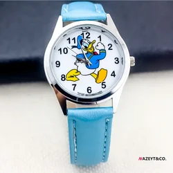 Disney Donald Ente Zifferblatt Uhren kinder Uhr Leder Band 7 Farben Optional Glas Zifferblatt kinder Uhr EIN Geschenk Für kind