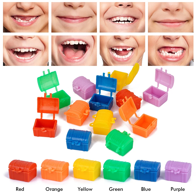 20Pcs Kid Teeth Curl Container Gift Box Plastic Treasure Chest Tooth Fairy Storage Box Souvenir Kids Memory Keepsake Organizer