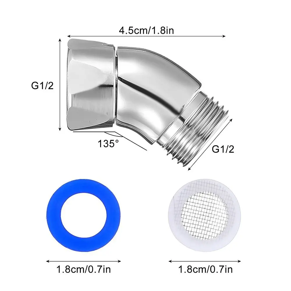 Picture 7: New Copper Shower Head Elbow Adapter 135 Degrees Silver Arm Angle Adapter Handheld Shower Head Connector