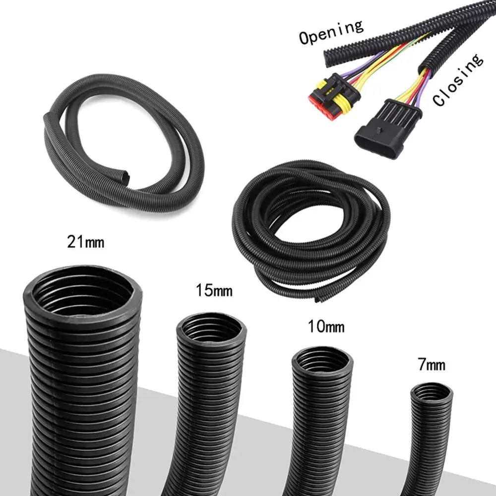 5 Meters Corrugated Pipe 7mm-28mm Car Cable Heat Resistant Polyethylene Insulation Tube Harness Motor