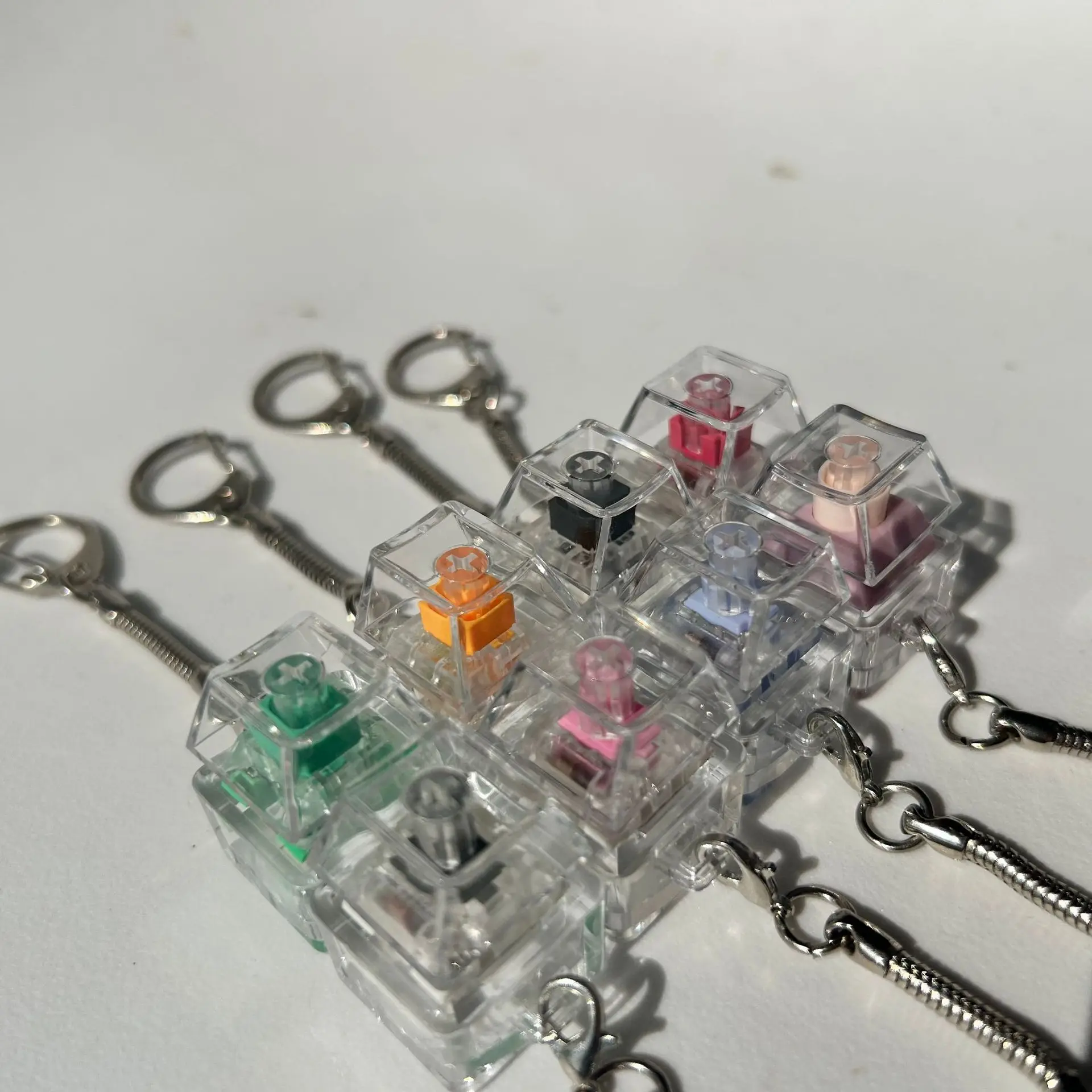 Trasparente Cubo di Zucchero Albero Tester Punta Delle Dita Giocattolo Antistress 1-Grid Pulsante Dito Clicker Giocattolo ECD Tastiera Meccanica Agitarsi