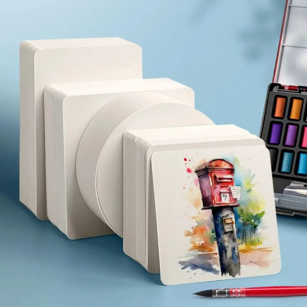 50Sheets/Set Square/Round/Rectangle Watercolor Paper Blank Professional Watercolor Cardboard Water Color Paper Postcard