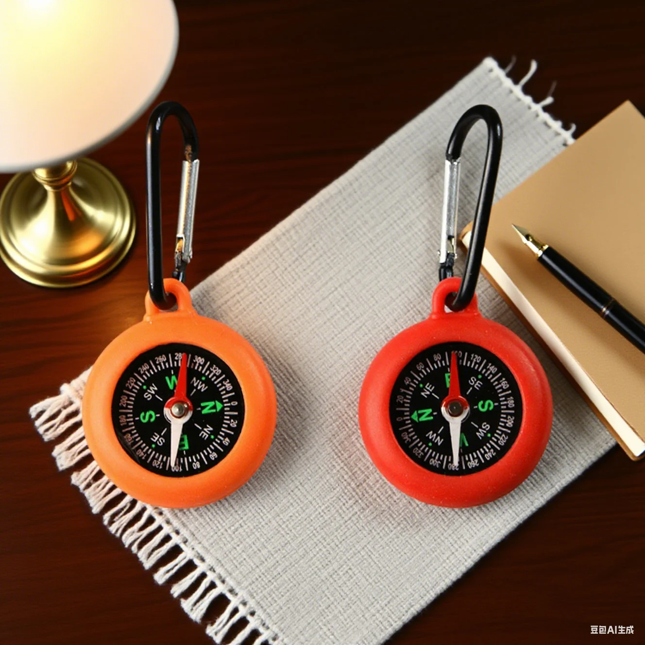 1/5 Pack Survival Compass with Carabiner Clip, Silicone Field Compass, Ideal for Camping and Outdoor Exploration