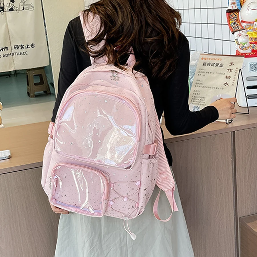 Japanese Kawaii Itabag Women New Star Transparent Backpack Women Large Capacity Ita Backpack School Bags for College Student JK
