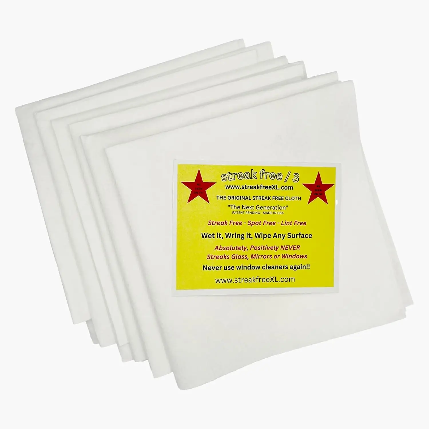 

Microfiber Glass Cloths, 6 Pack - 16x16, Lint-Free, Streak-Free, Reusable for Windows, Cars, Home - Just Add Water