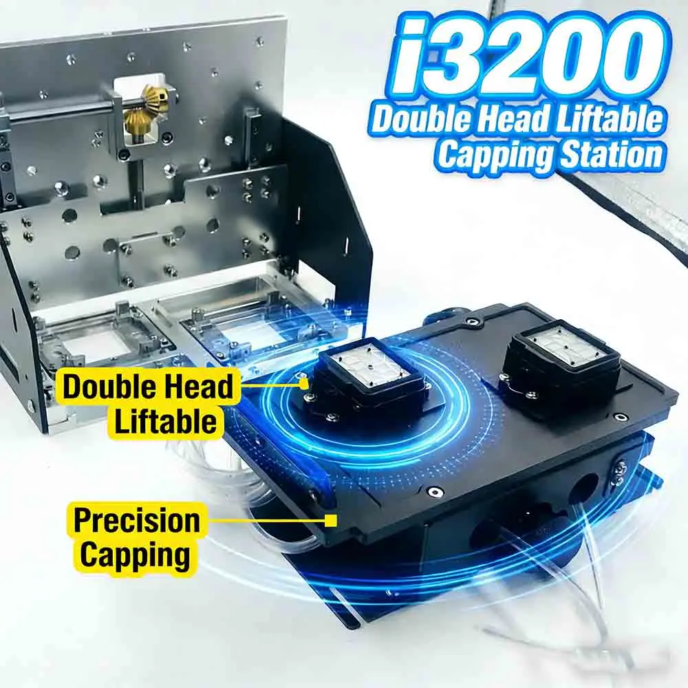 KYJET i3200 Double Head Liftable Capping Station + Carriage Assembly Kit | for UV/DTF/Solvent Printers  Ink Stack System