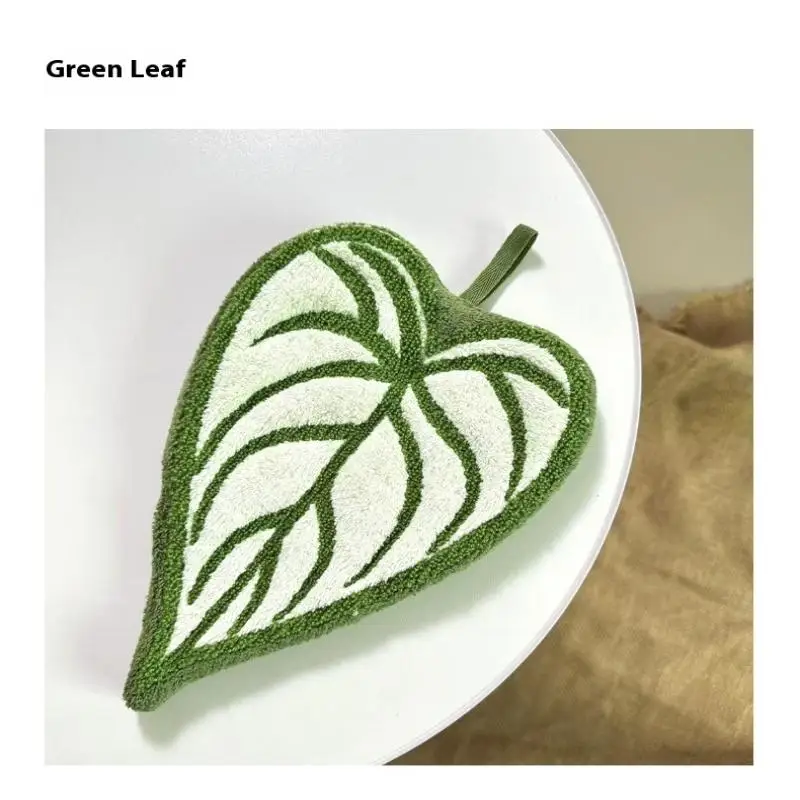 Soft Double-layer Leaf Style Hand Towel Thickened Absorbent Hanging Hand Cloth Speed Dry Handkerchief Rag