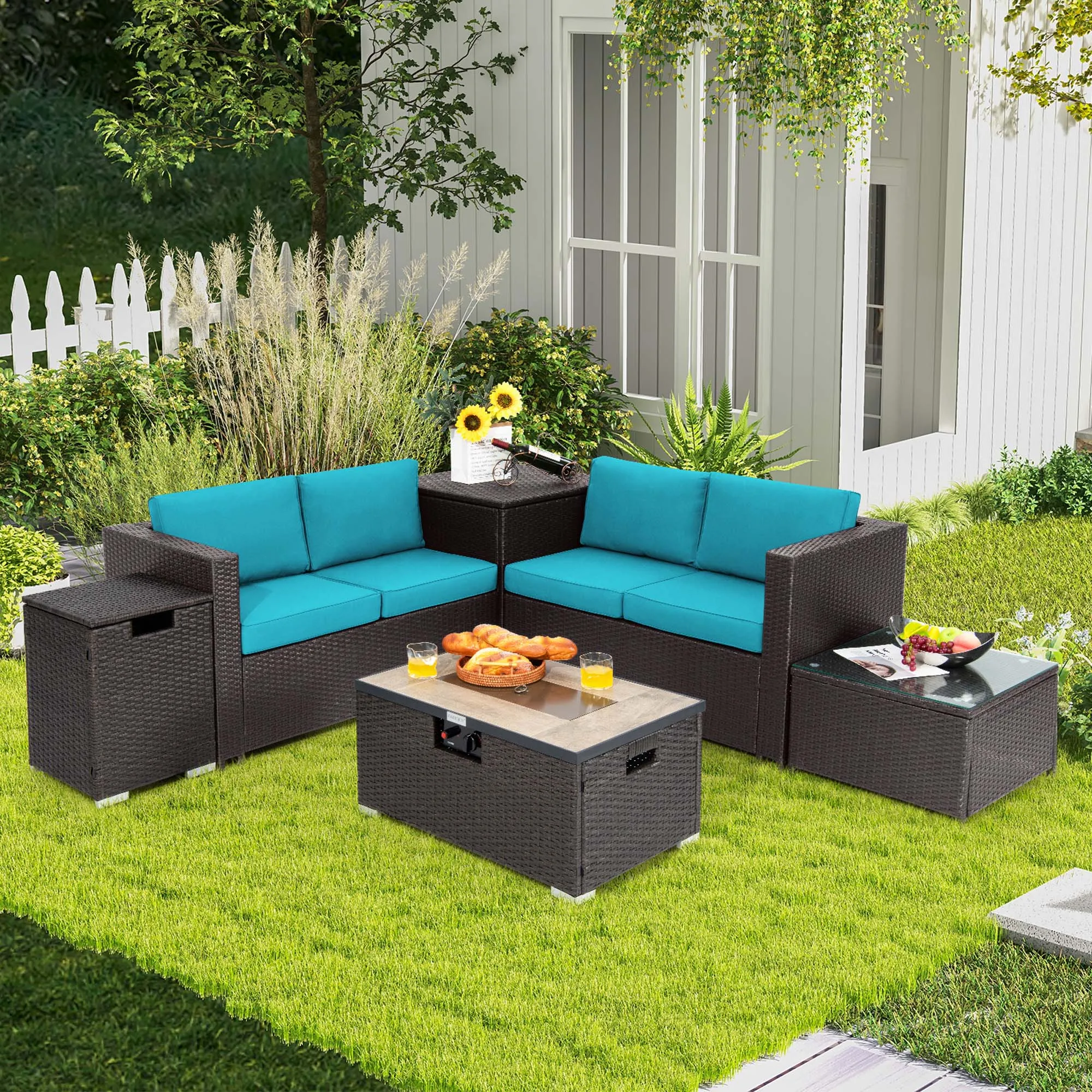 6PCS Patio Rattan Furniture Set 32