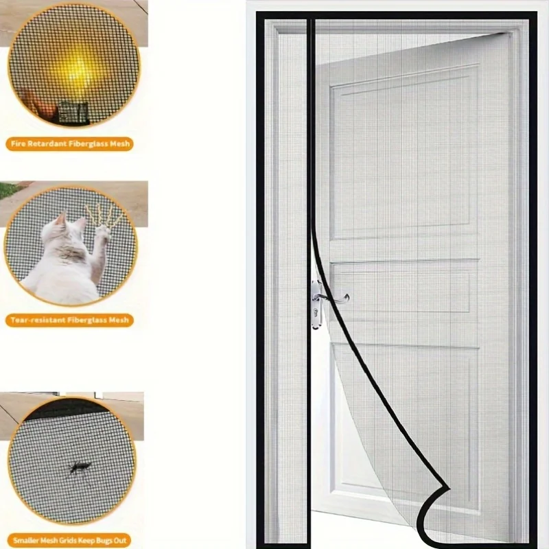 Fiberglass Fly and Insect Screen Door Side Opening/Middle Opening Magnetic Screen Curtain Heavy Duty Mosquito Screens