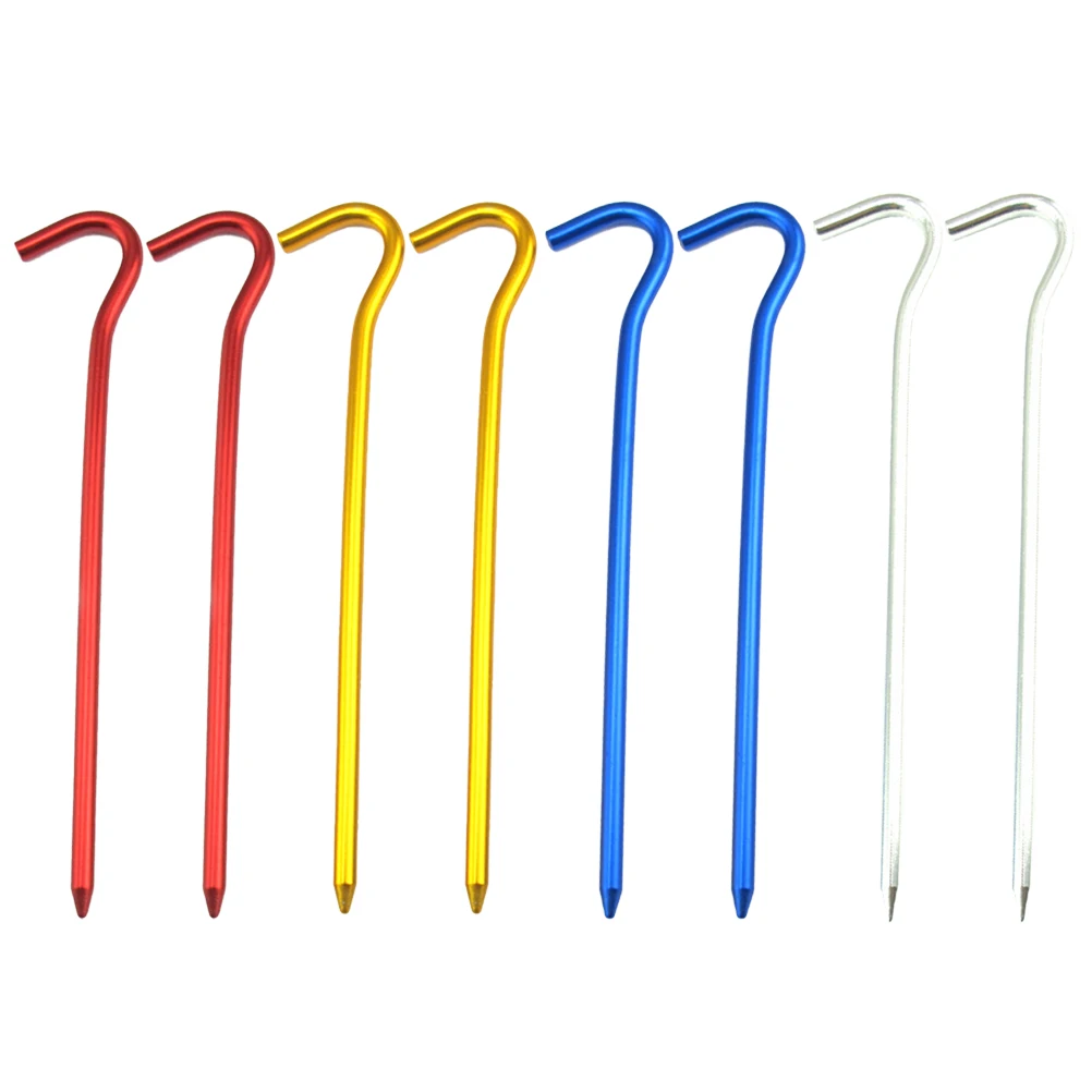

8pcs Tent Pegs Sturdy Durable Aluminum Nails Canopy Awning Hard Ground Kit Fits Grass Camping Hiking