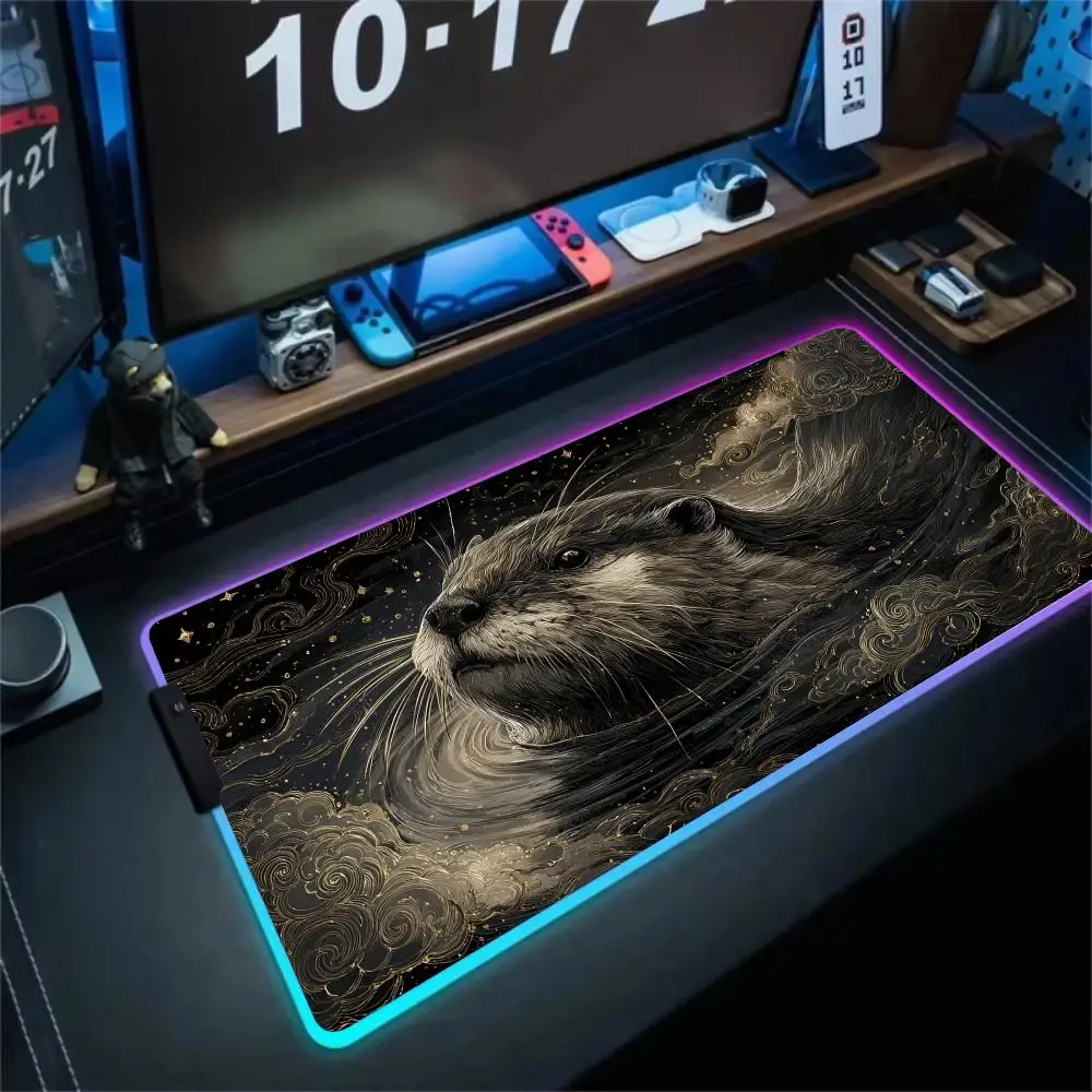 

RGB коврик для мыши в стиле отара, светодиодный светящийся игровой коврик, резиновый противоскользящий настольный коврик, аксессуары для ПК, игровая клавиатура, коврик для мыши
