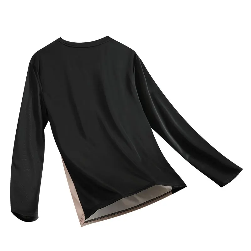 Men's Spring/Summer Running Jersey Color Block Loose Breathable Long Sleeve T-Shirt Men Gym Training Quick Dry Long Sleeves