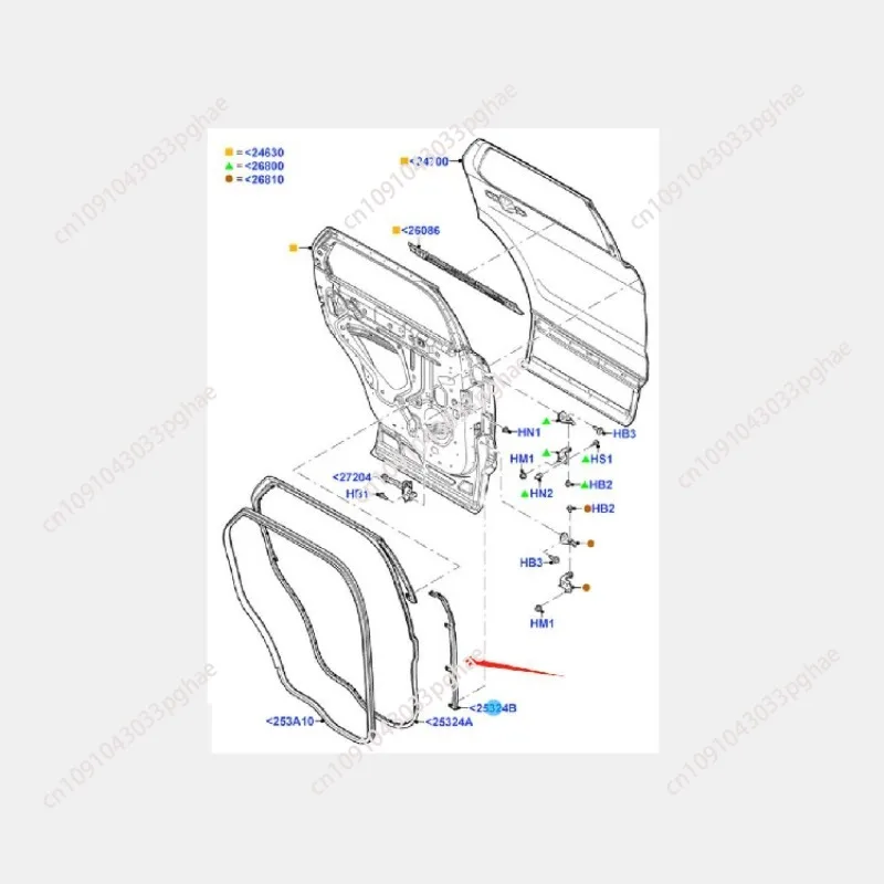 Suitable for Ford Explorer, rear door sealing strip L BB5Z7825325B