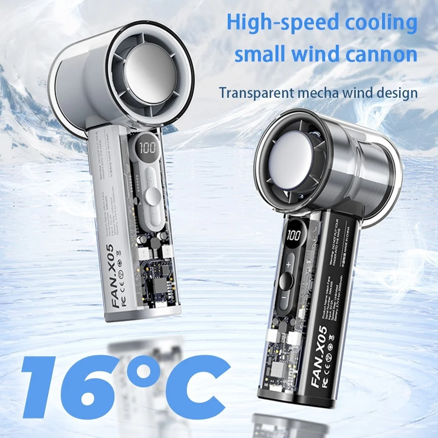 

Вентилятор X05 Mecha 100-скоростной вентилятор USB 20000 об/мин жестокий турбинный вентилятор ручной холодильный вентилятор для компресса льда кемпинг путешествия