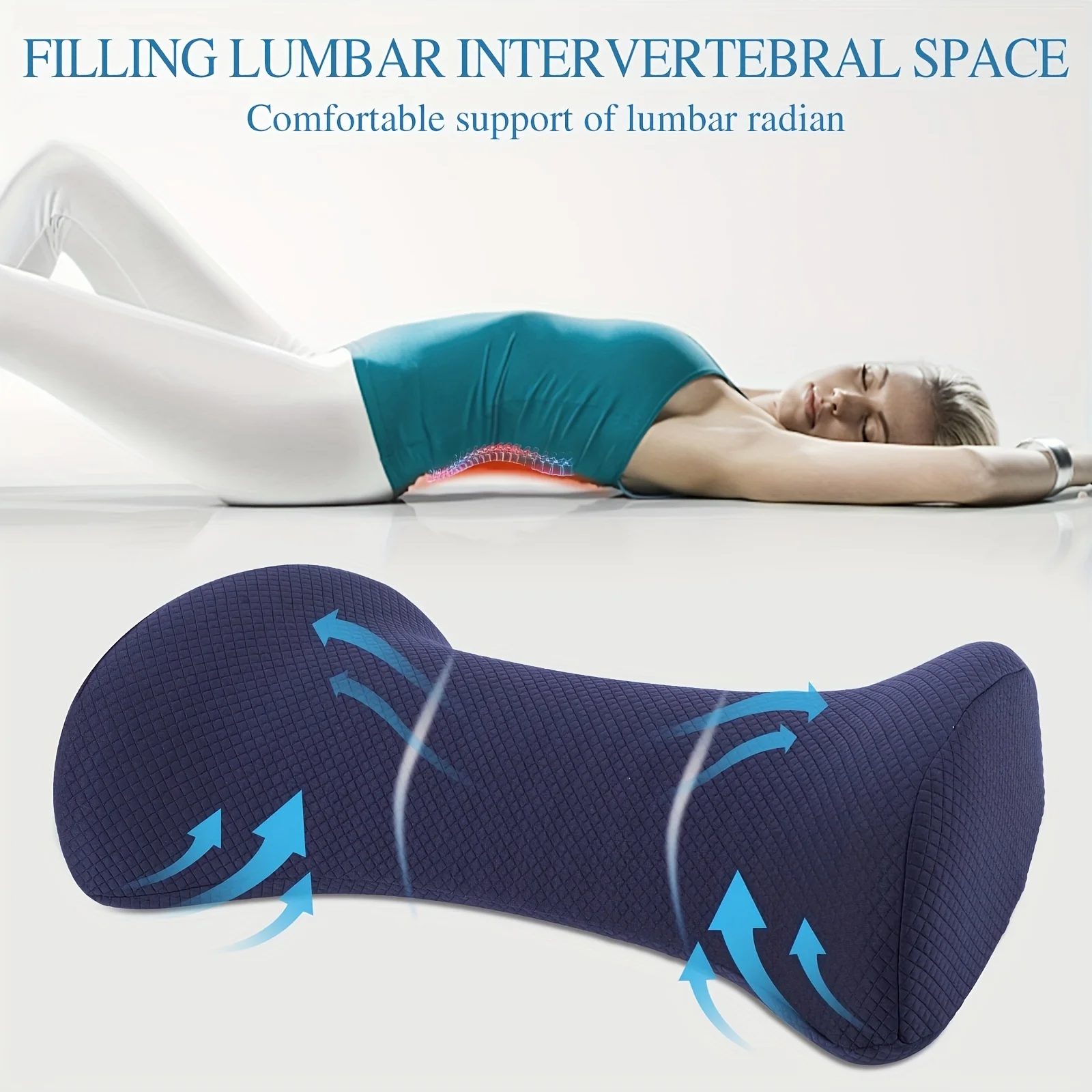 1pc Lumbar Support Pillow For Sleeping, Bed Waist Support Cushion Pregnant Woman Hip Knee Spine Alignment Sciatic Nerve Relax