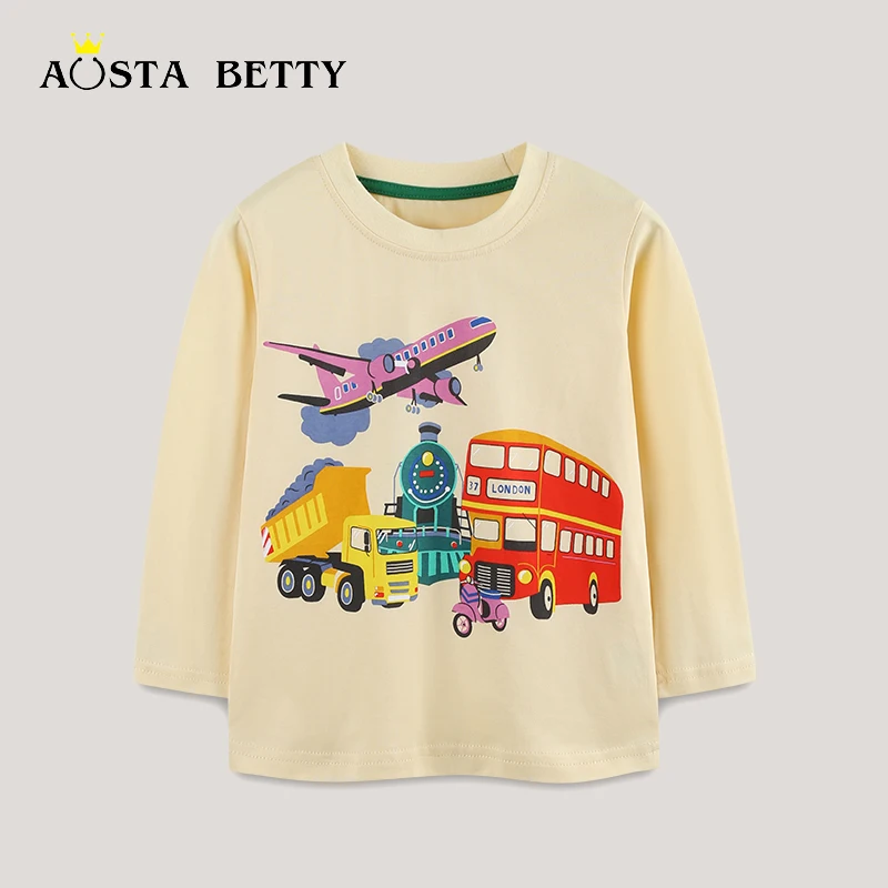 Western style children's long-sleeved T-shirt 26 autumn new arrival cartoon car print boy's long-sleeved top dropshipping