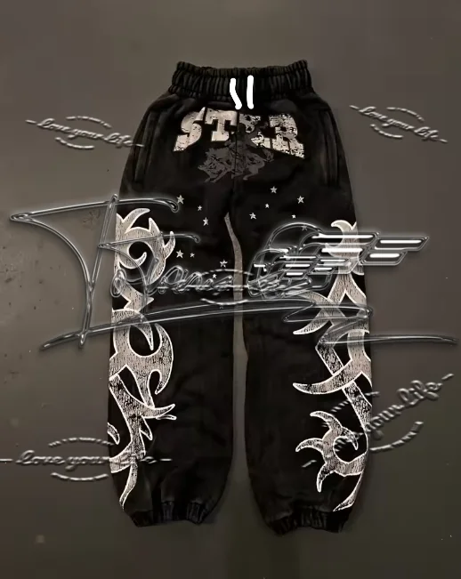 

2026 American retro Y2K printed casual pants, Harajuku style loose Korean version new sports high street hip-hop.