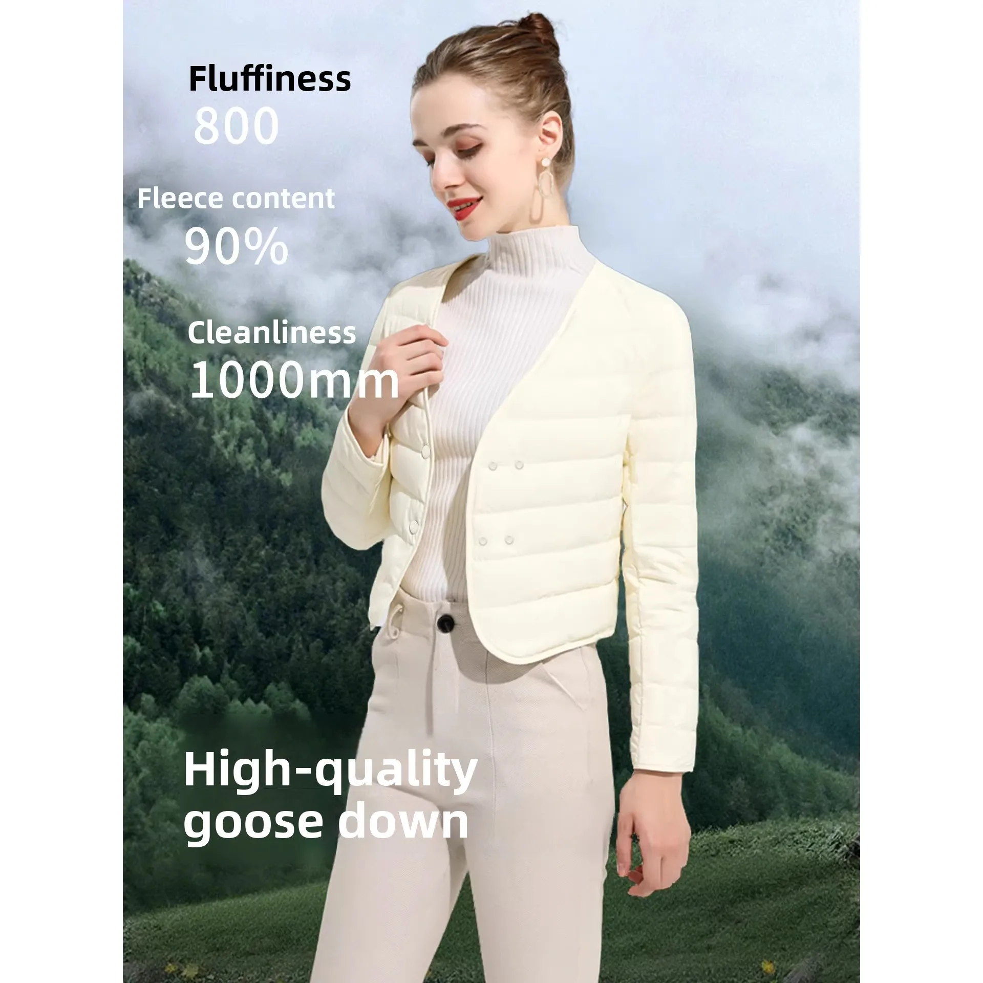 

Легкий женский тюнер на гусином пуху, маленький размер, внутренний сердечник, новый Sle, облегающий крой, с V-образным вырезом, двубортный, теплый, повседневная одежда