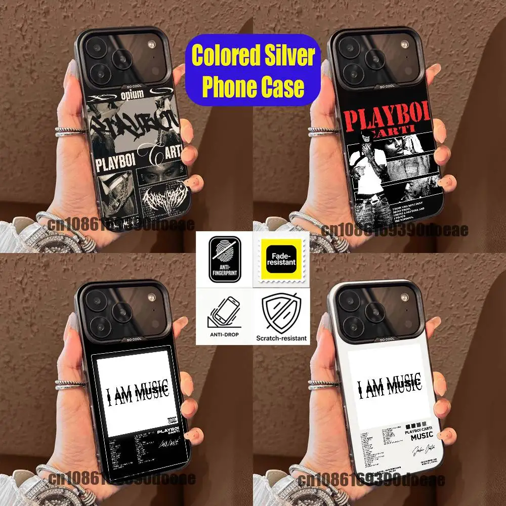 

For P-Playboi C-Carti Music Phone Case iPhone 15,17,12,14,13,16,11,E,Max,Plus,Air,Pro,Mini Custom Color Silver Cover